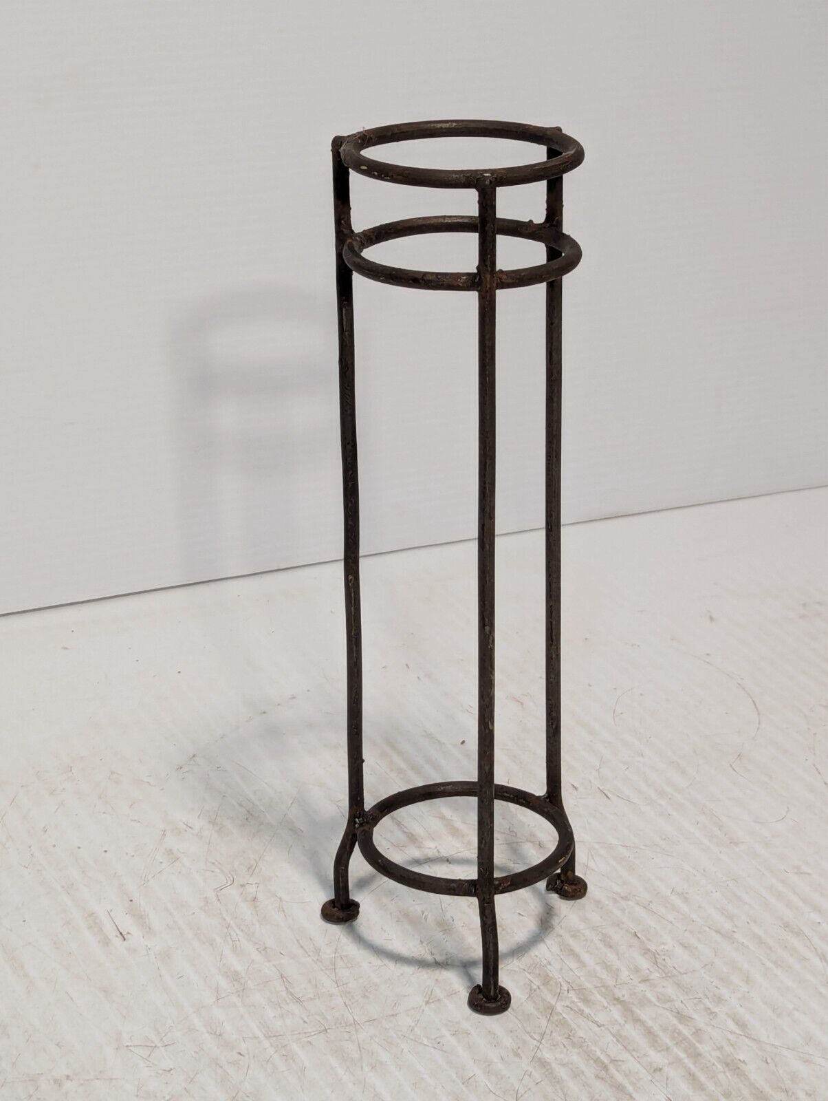2 Antique Wrought Iron Pottery Stands, One 13" and One 6" Tall - Free Shipping