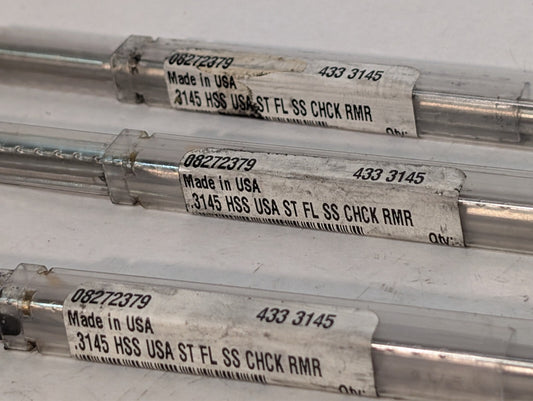 (1) 0.3145" High Speed Steel 6 Flute Chucking Reamer, 08272379, Made in USA