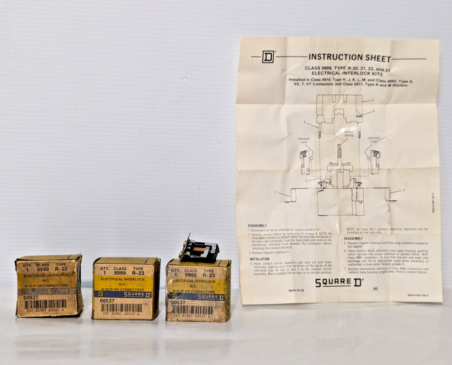 Square D Class 9999 Type R-23 Electrical Interlock N.C. 00537, Slip-On Connector