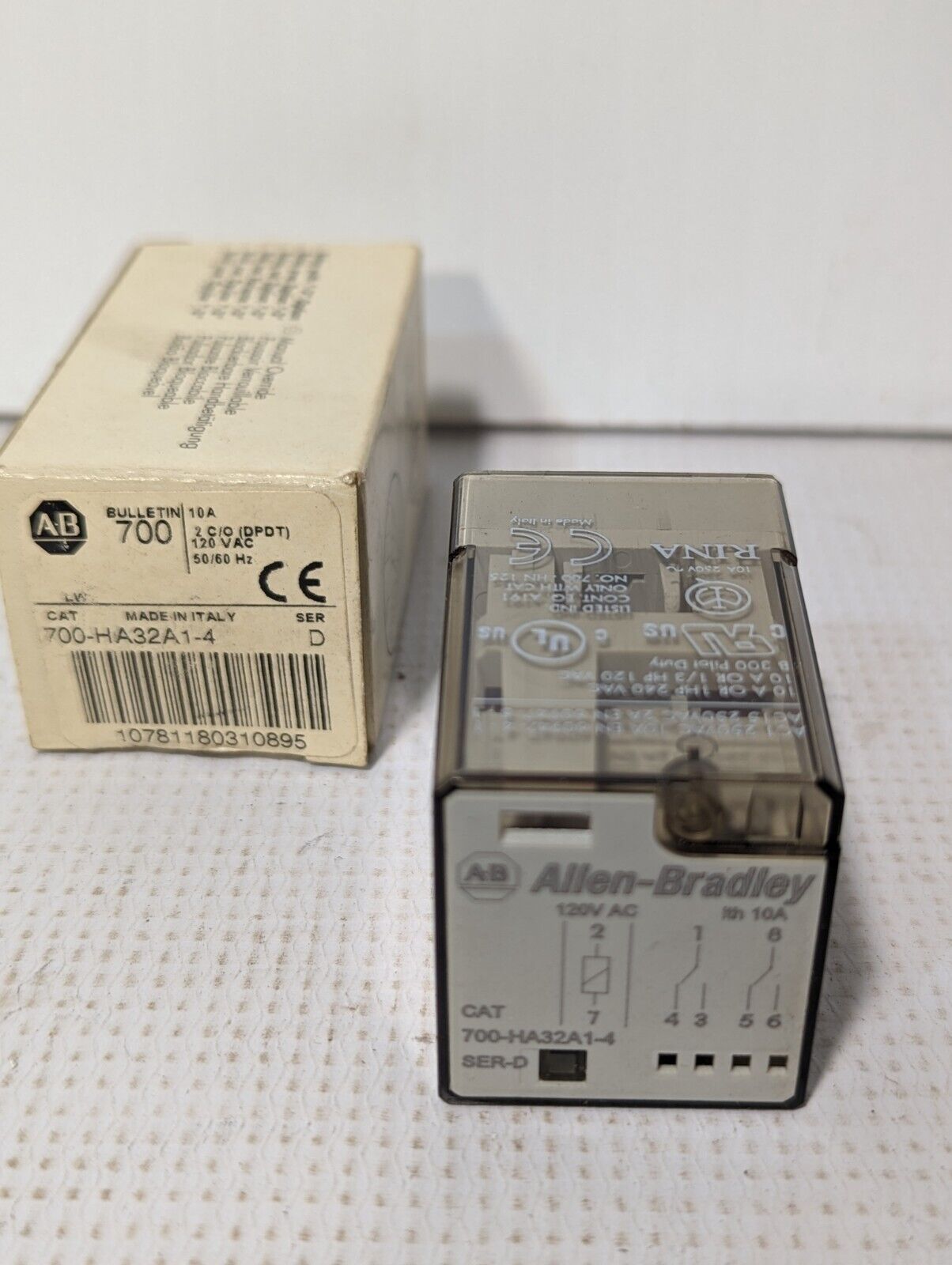 Allen Bradley 700-HA32A1-4 Relay, 120VAC 2 C/O (DPDT), 10A - Free Shipping