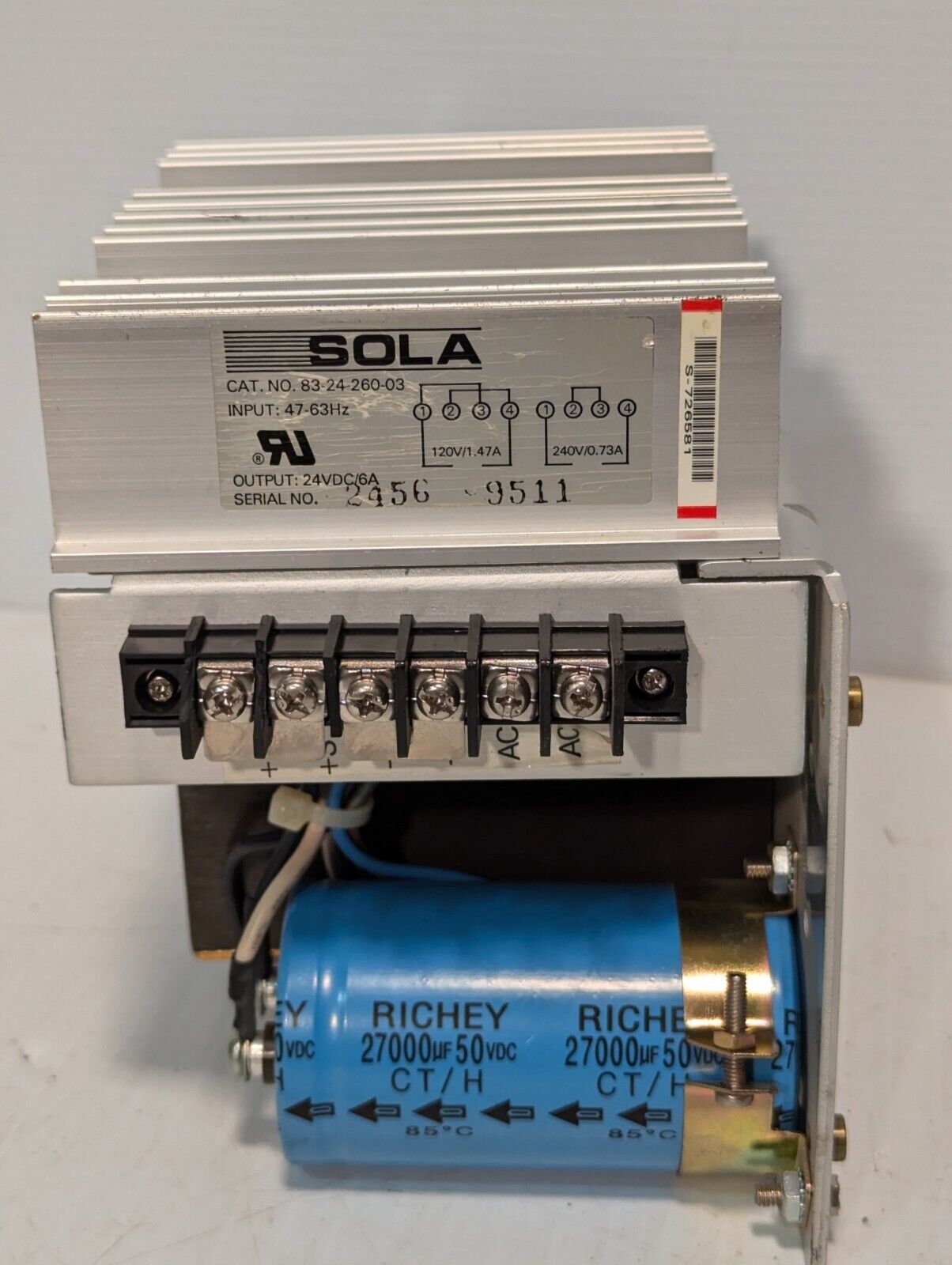 Sola 83-24-260-03 24VDC/6A Adjustable Power Supply - Free Shipping+Returns