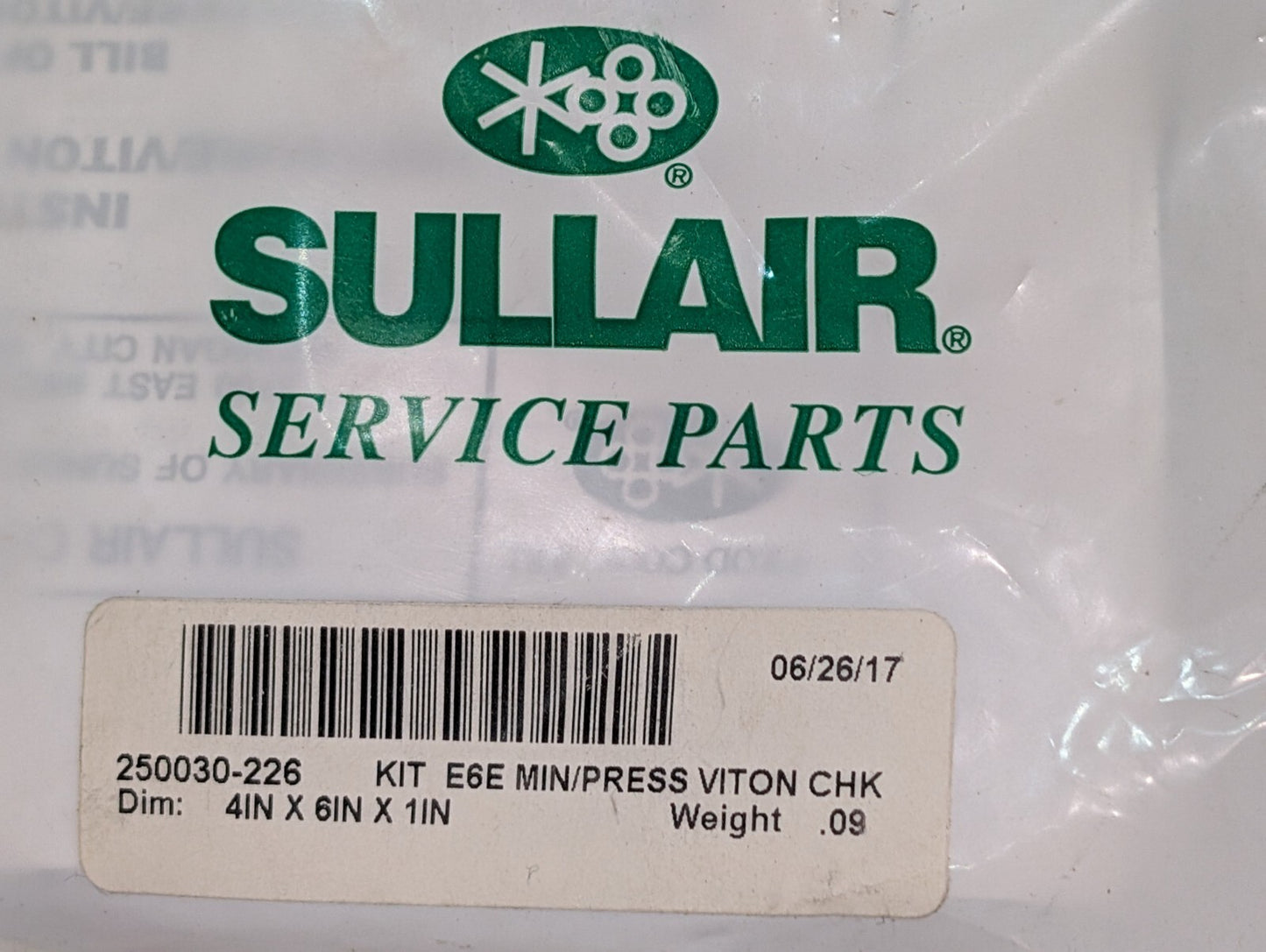 Sullair 250030-226 E6E Minimum Pressure Valve Kit Viton Check