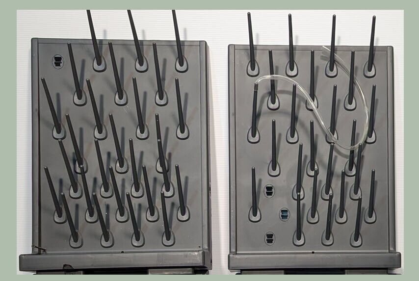 Lot of 2 Lab Drying Rack, 27 Pegs, Wall Mount or Desk Top, Grey - *** READ ***