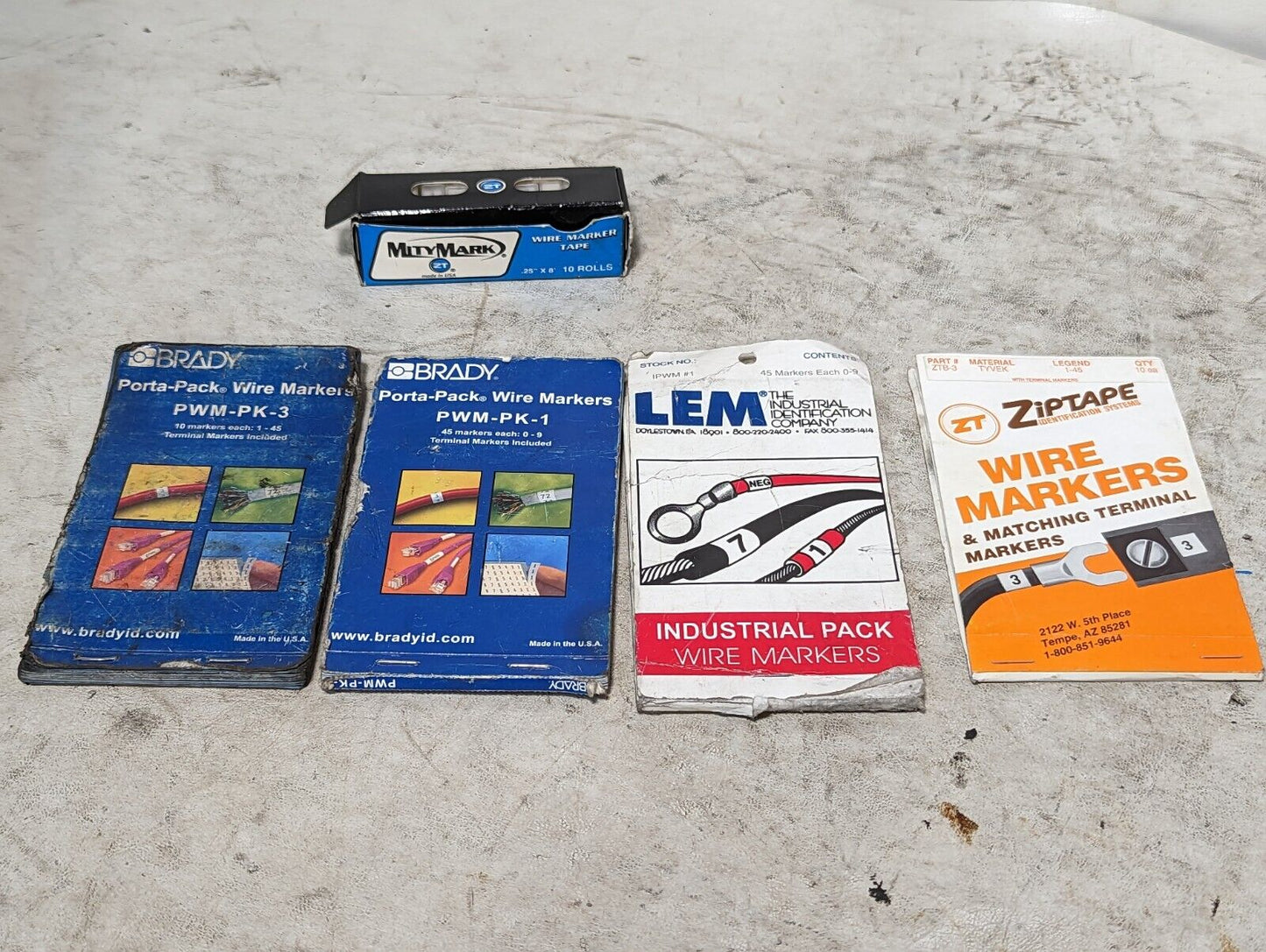 Lot of wire marker stickers as pictured, partially used boxes