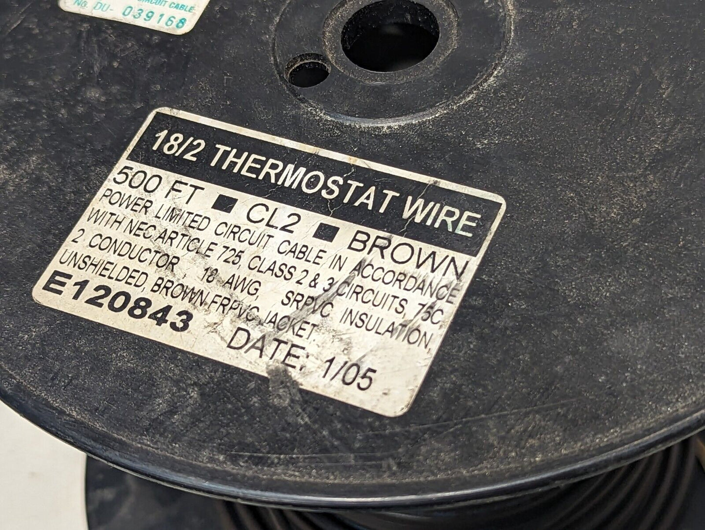 Woods 18/2 thermostat wire, brown, CL2, originally 500 ft, now about 100 ft