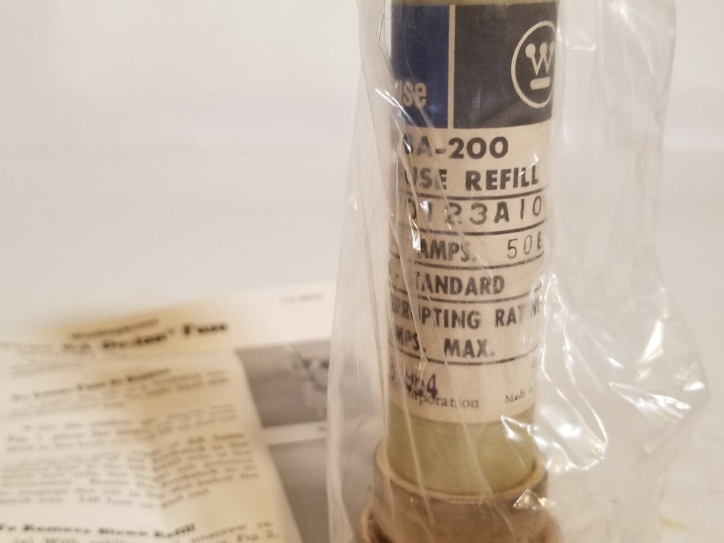 Westinghouse BA-200 117D123A10 50E Boric Acid Power Fuse Refill, New OldStock
