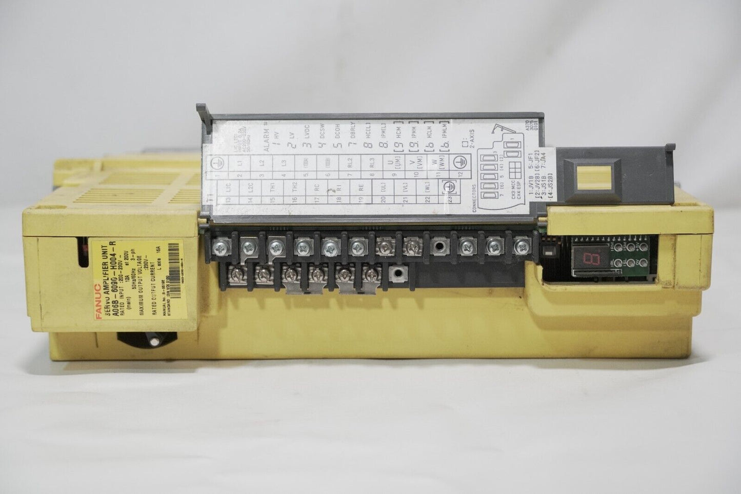 Fanuc A06B-6090-H004-R servo amplifier unit, rated input 200-230VAC, 12A, 230VAC