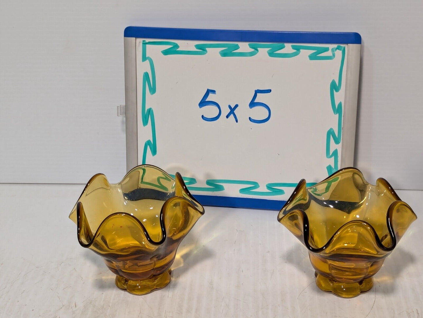 Set of 2 Vintage Golden Amber Glass Bowls/Candy Bowls, 5X5 inches -Free Shipping