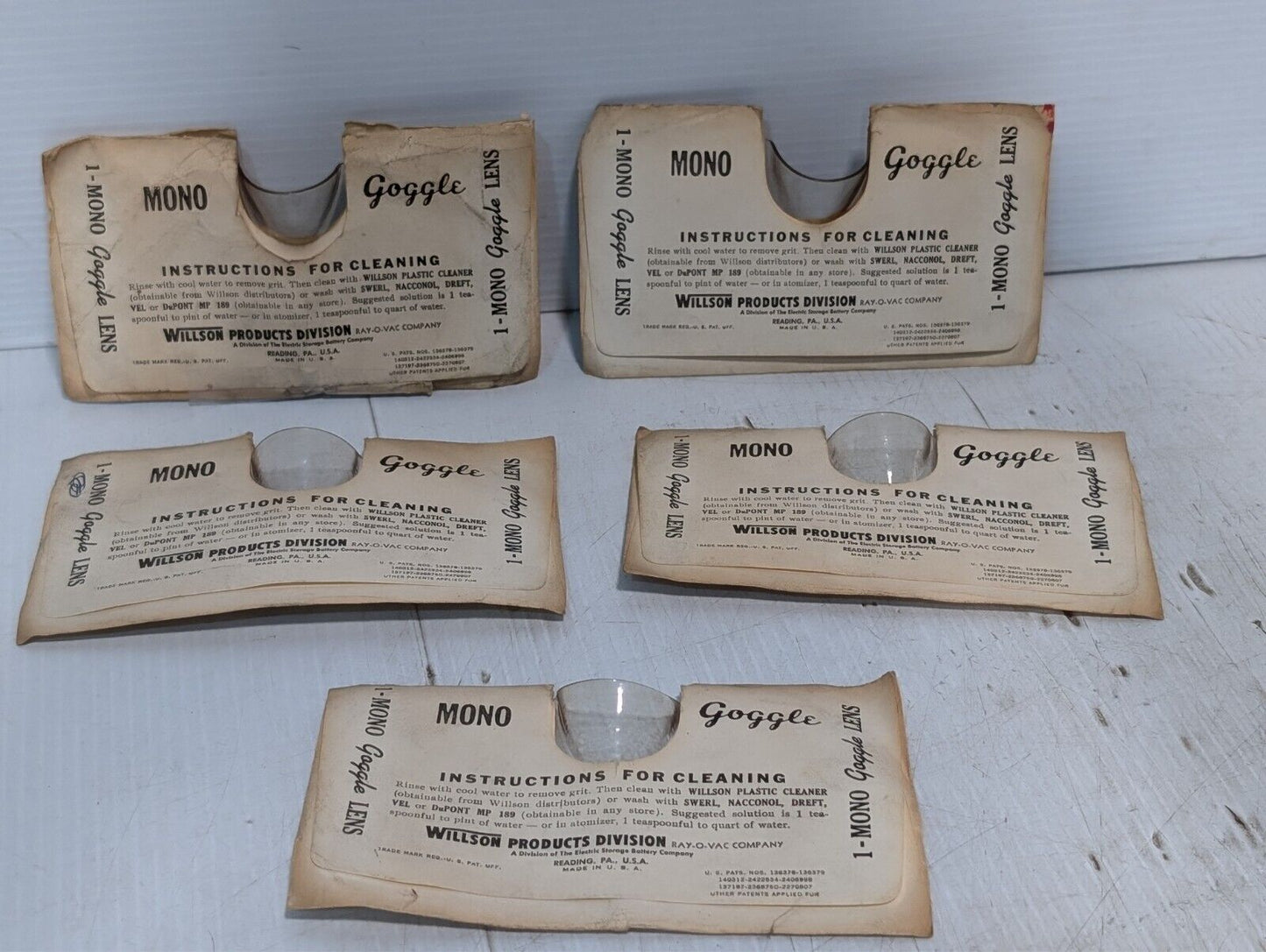 Lot of 5 Vintage Ray-O-Vac Willson Mono Goggles - Free Shipping+Returns