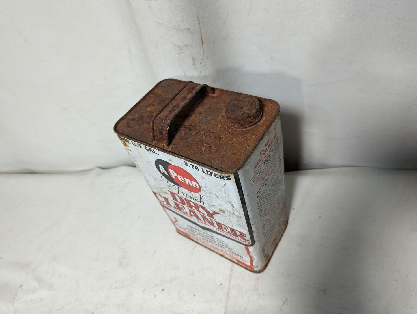 A Penn French dry cleaner vintage one gallon can