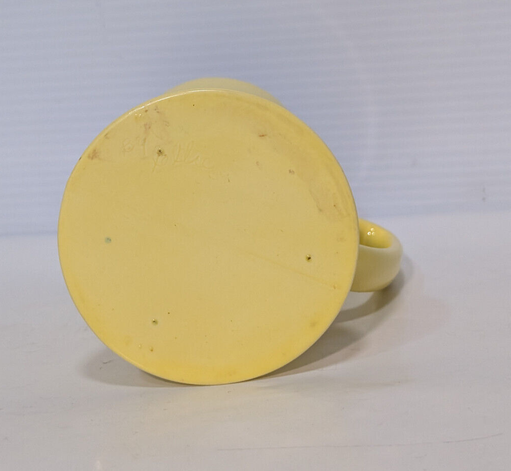Vintage Yellow Glazed Beer Stein Coffee Mug Pub Federal Milk Glass