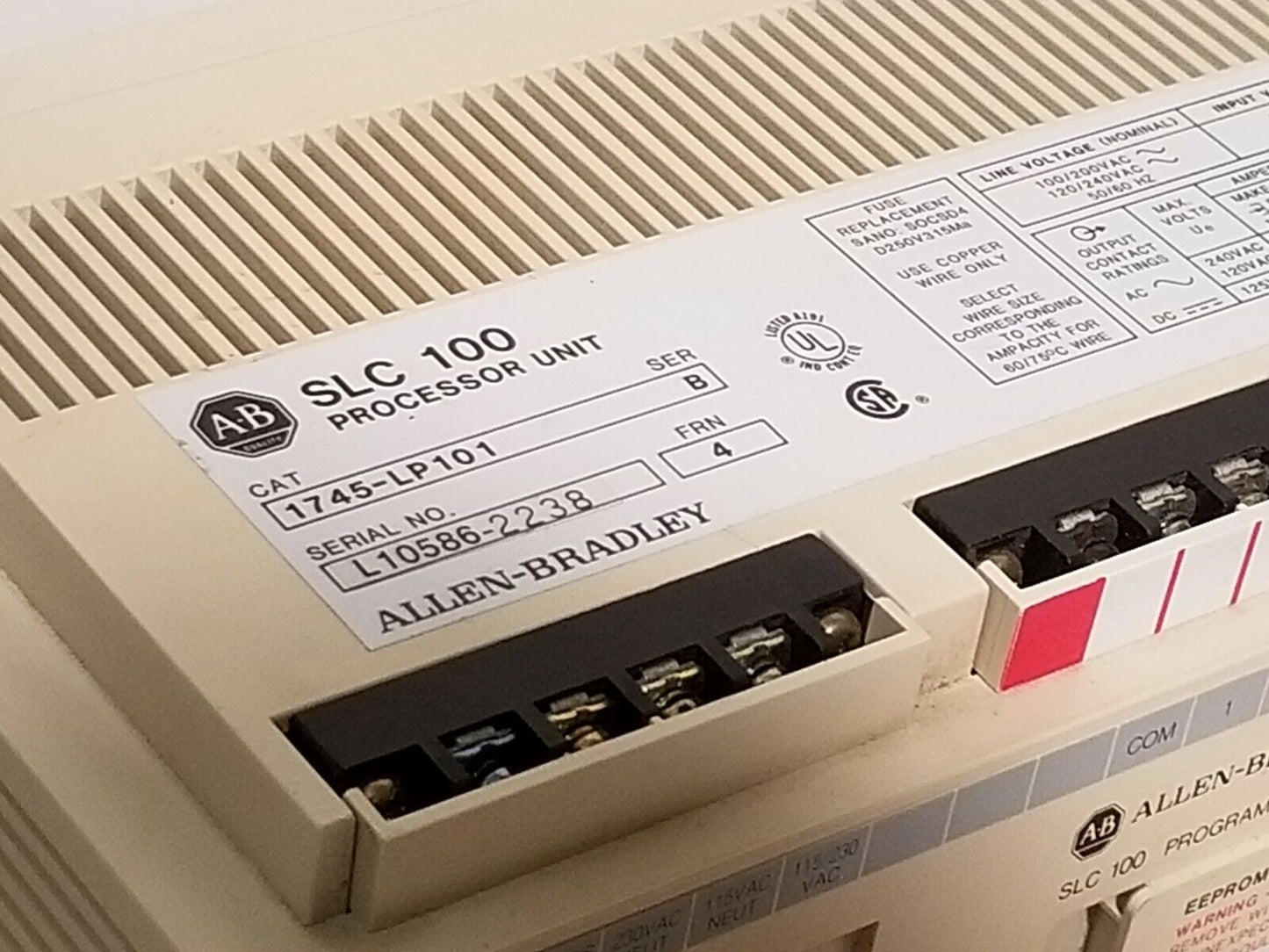 Allen-Bradley SLC 100 programmable controller, processor unit, cat. 1745-LP101