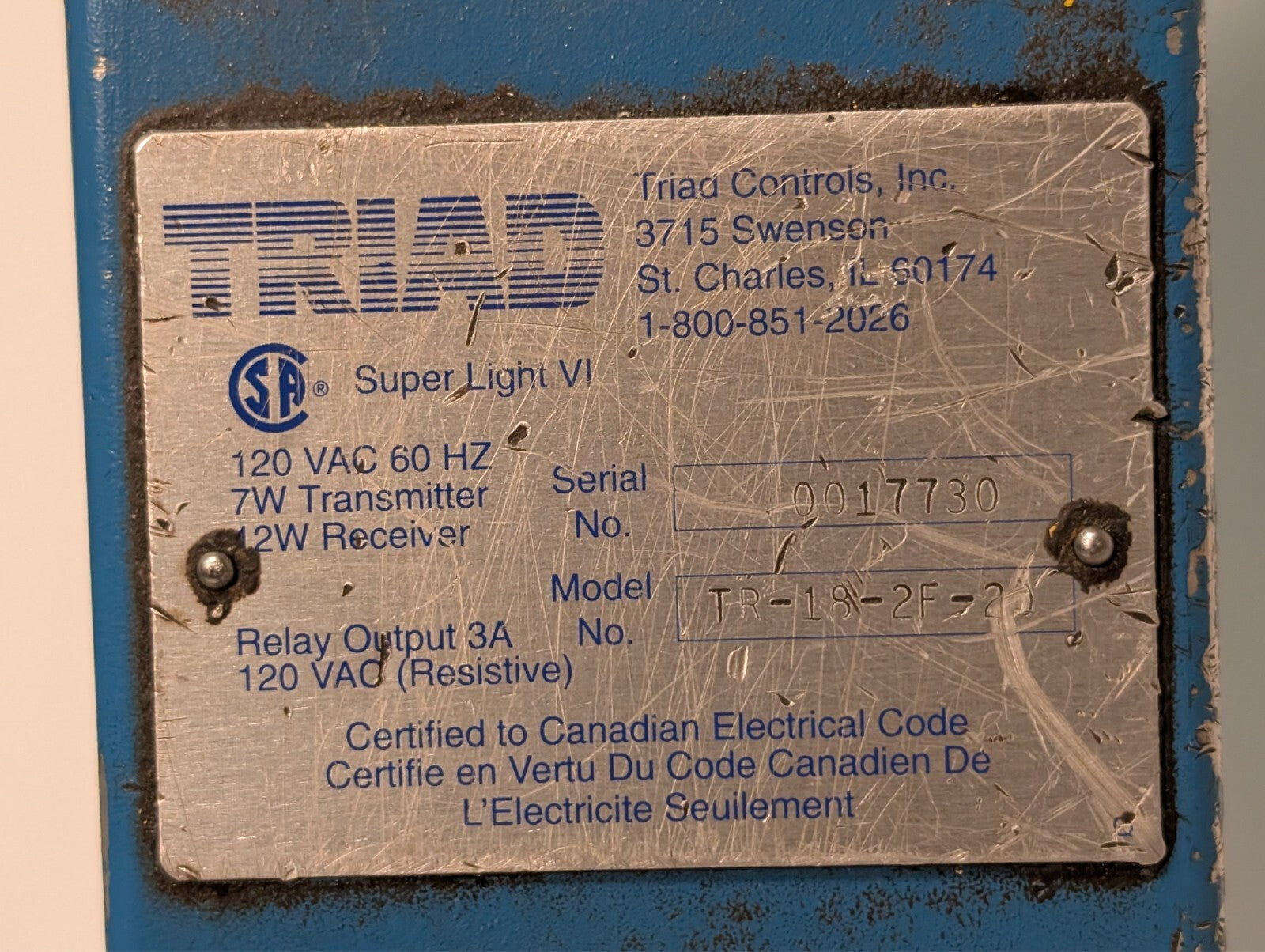 Triad TR-18-2F-20 Light Curtain Component