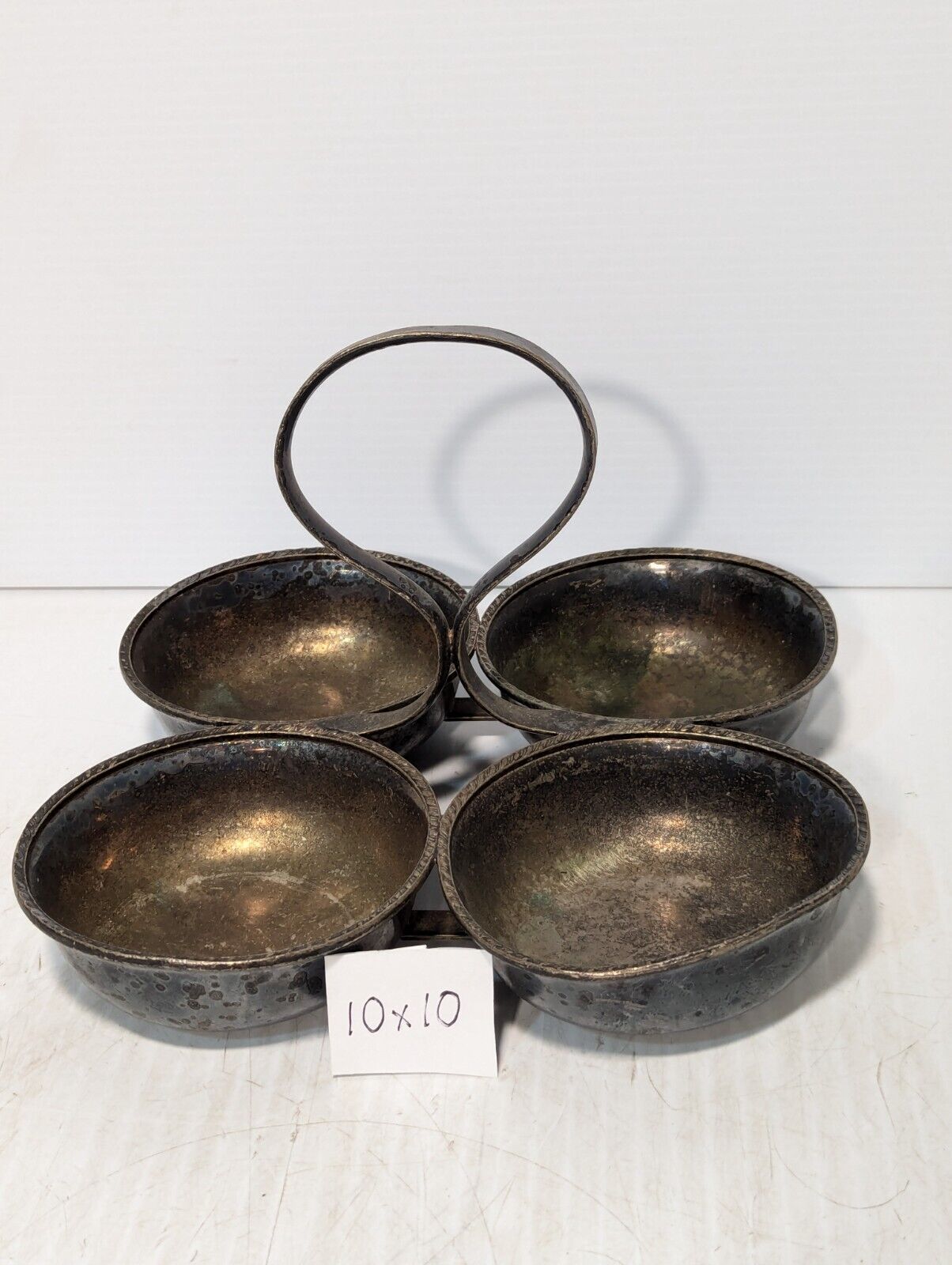 STUNNING ANTIQUE QUADRUPLE PLATE CONDIMENT SERVER, HOME DECOR - Free Shipping