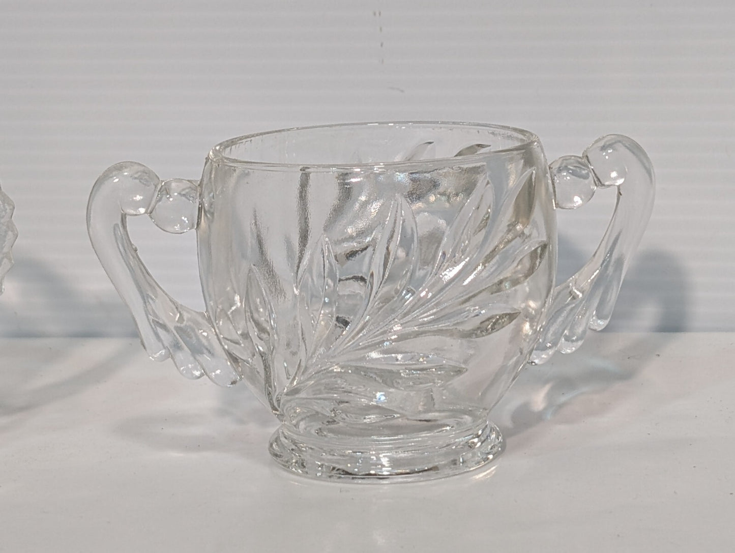 Vintage Indiana Willow Glass Sugar + Anchor Hocking Pineapple Fan Cream Bowls