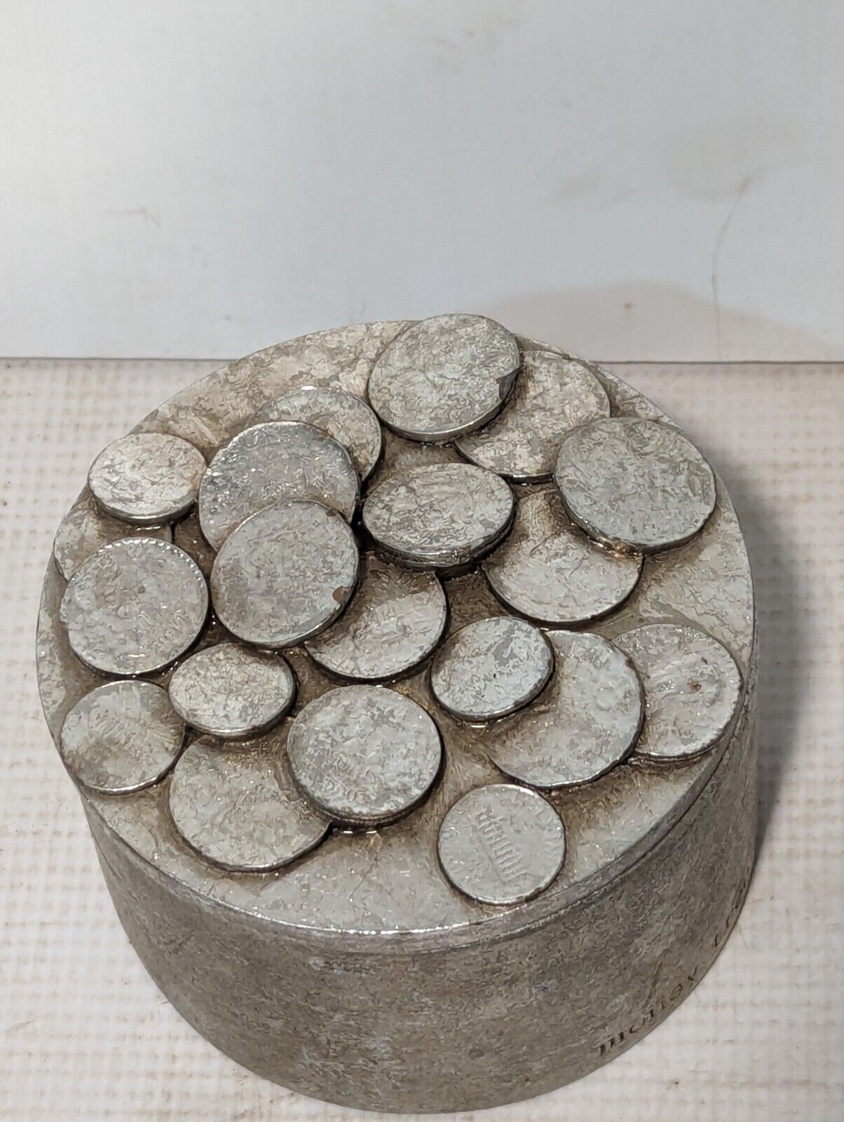 4” Round Decorative “Money Tree Seeds” Storage Box, 4" diameter x 3" tall
