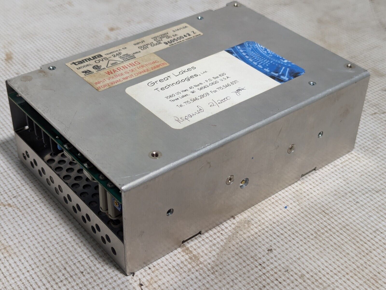 tamura OVS-24F power supply, 115/230VAC input, 24VDC@5A out