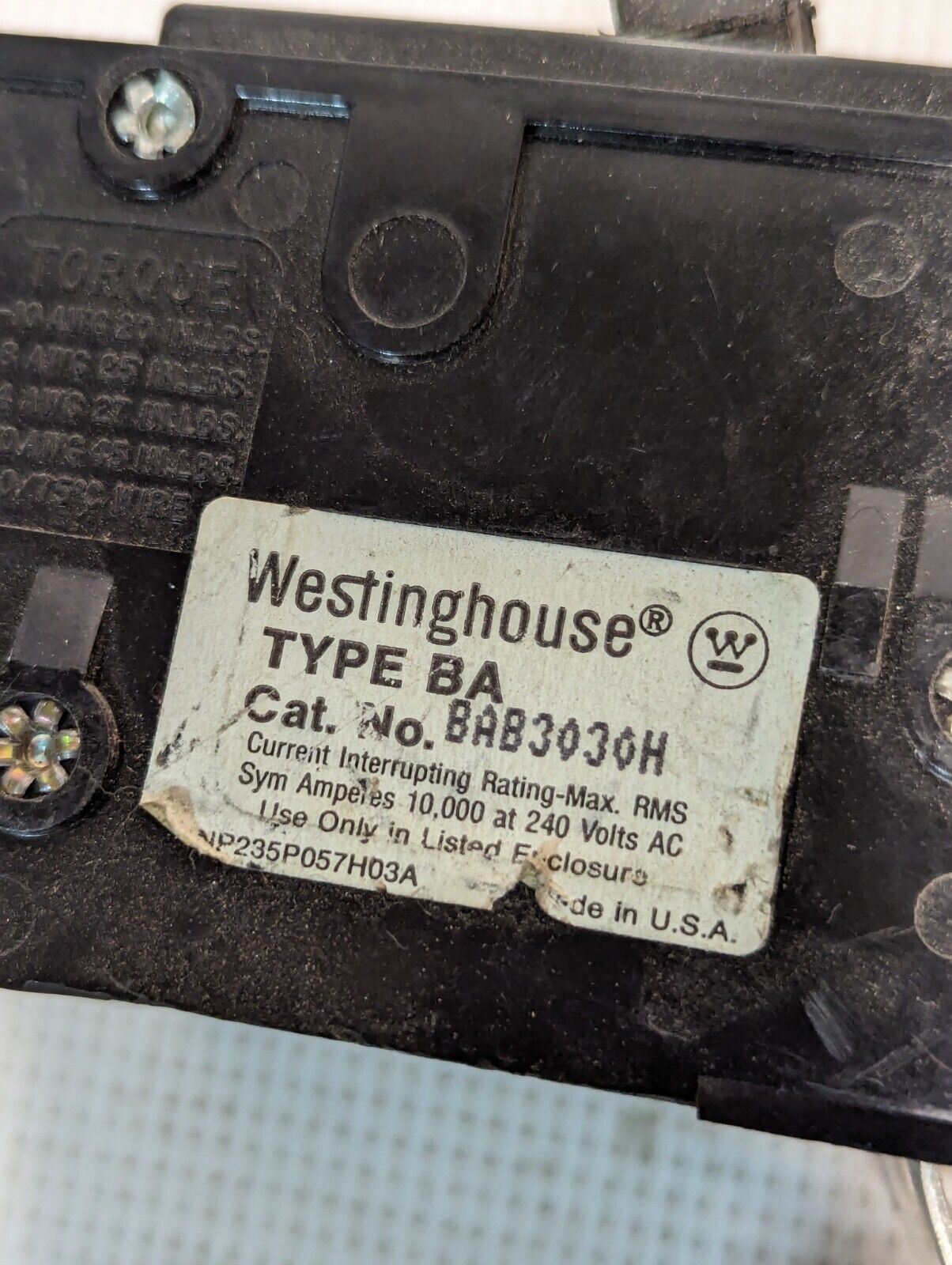Westinghouse BAB3030H Circuit Breaker, 30A, 240VAC, 3-Pole - Free Shipping
