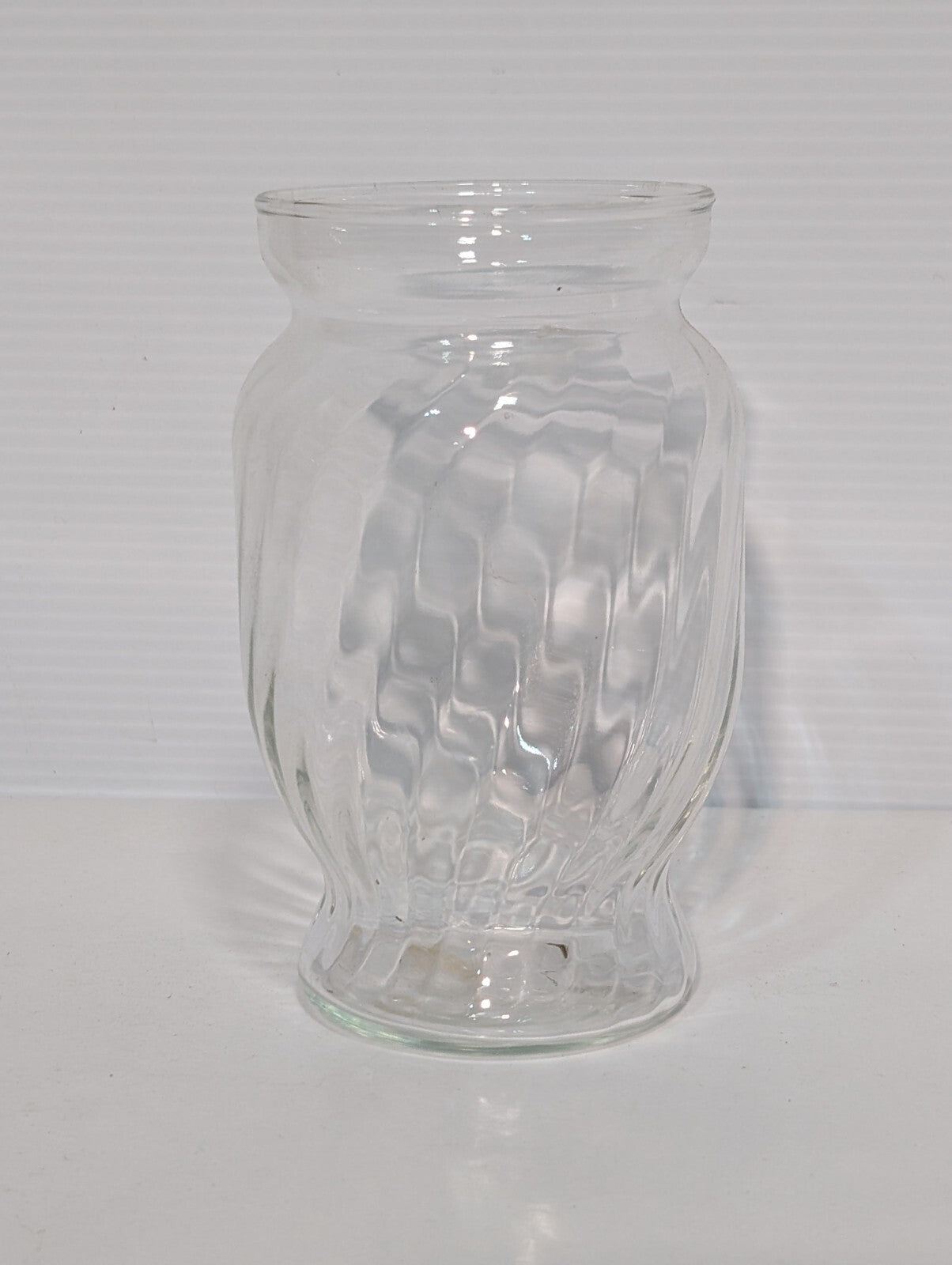 Vintage Clear Glass Jar Twisted Swirl with Lid 8 1/4" Tall