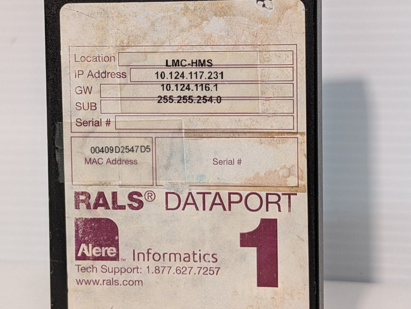 Abbott RALS Dataport1 POCT Device Server, Ethernet, Power Adapter, Peripherals