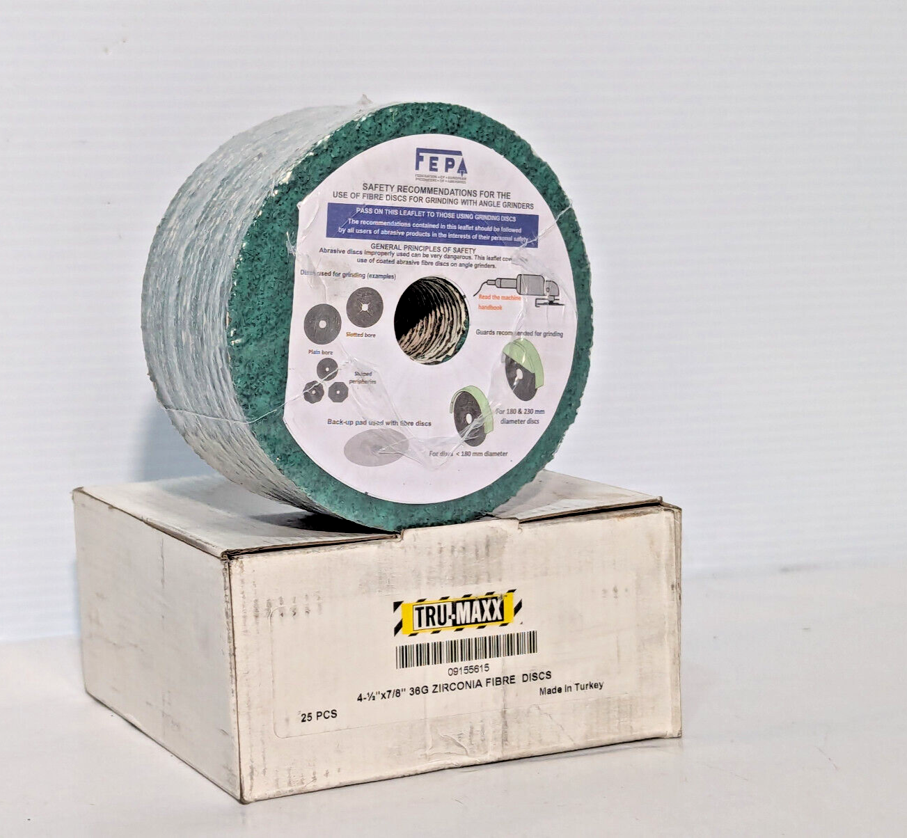 Tru-Maxx 36 Grit Zirconia Angle Grinder Fiber Discs 4-1/2"x7/8", 25 Pack