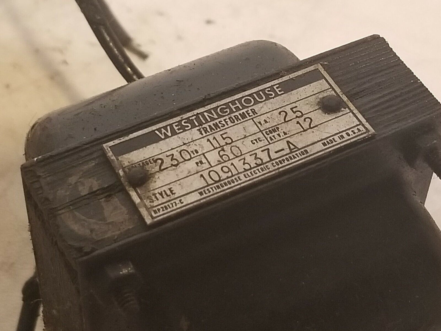 Westinghouse Transformer 1091337-A 230-115VAC 25VA 1Ph 60Hz