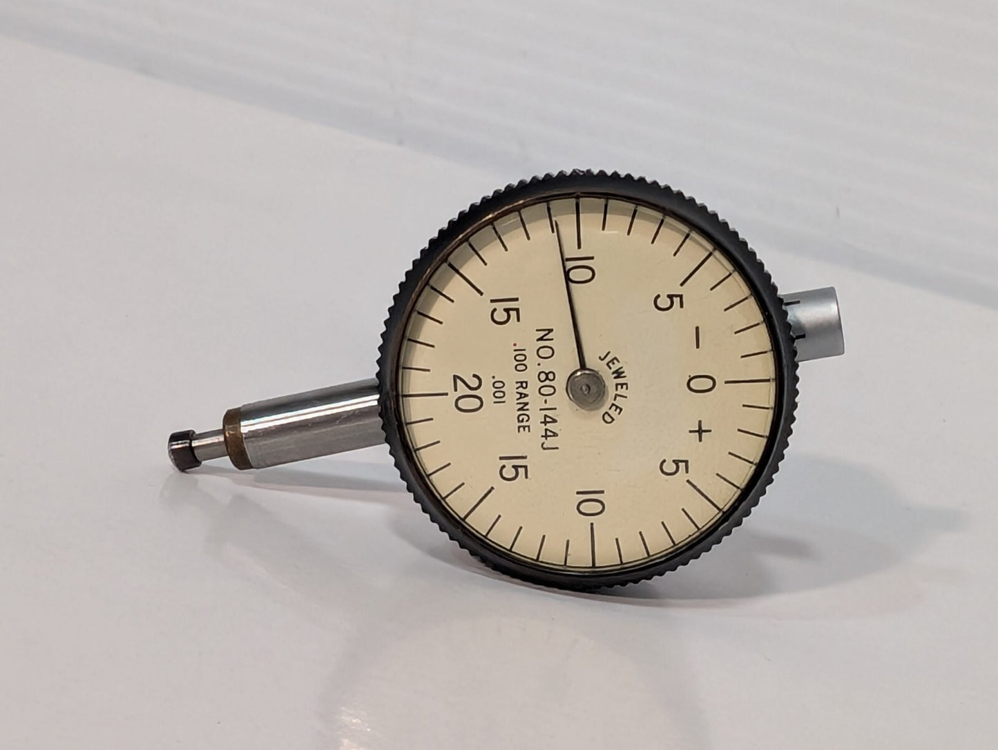 Starrett 80-144J Miniature Dial Indicator with Flat Back, 0-.100" Range: .001"