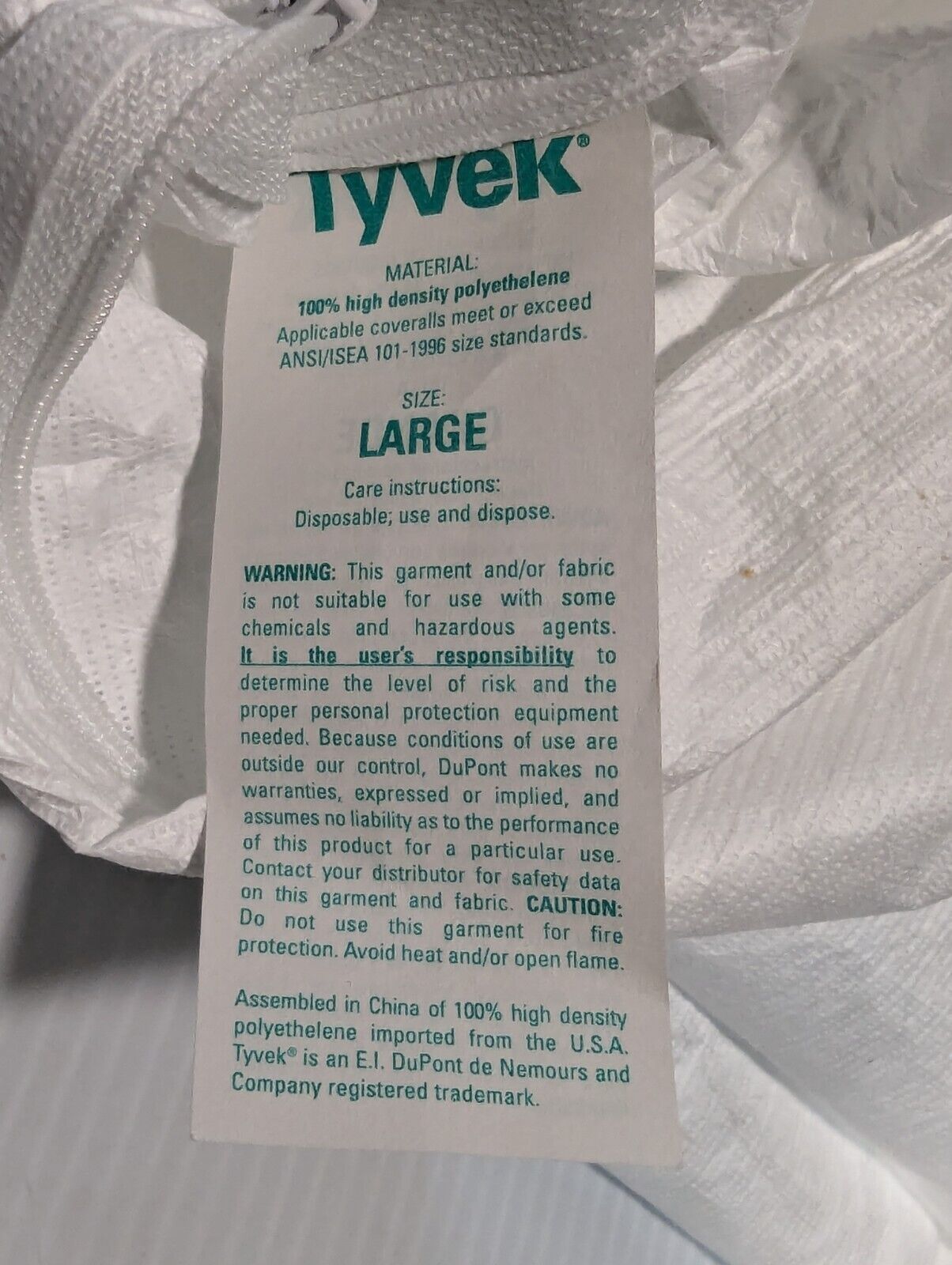 2 Med. Dupont TYVEK Protective Clothing Disposable Paint Coverall Bunny Suits