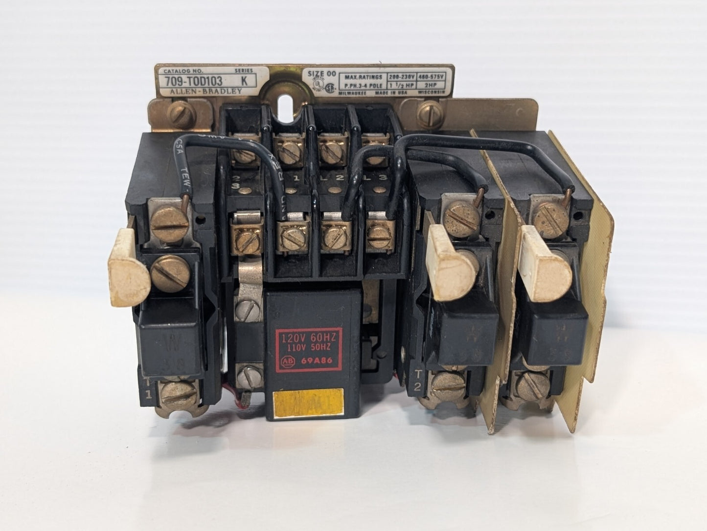 Allen Bradley 709-T0D103 Motor Starter, 1.5hp@230v, 2hp@460v, Size 00, Series K