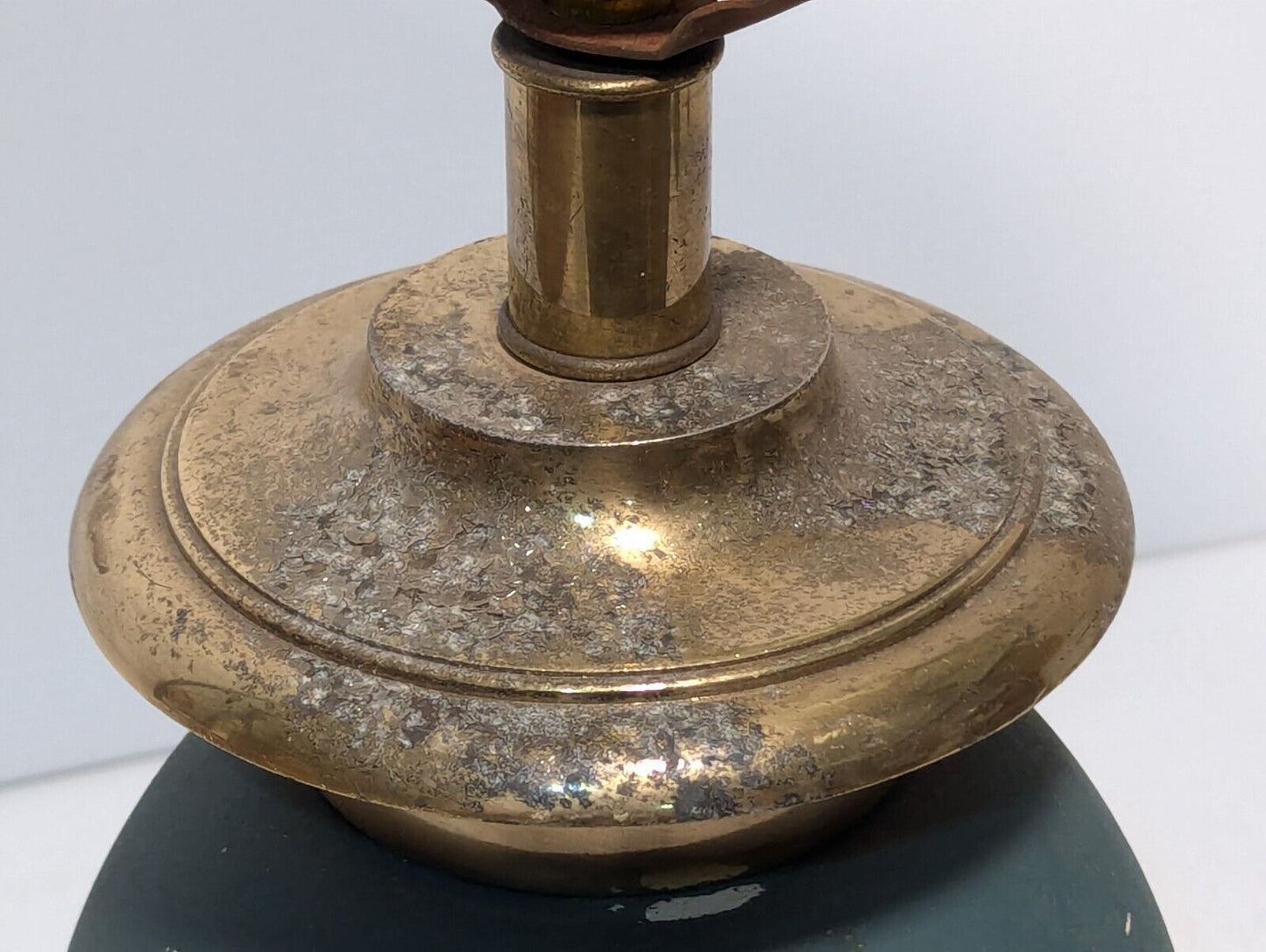 Antique Vintage lamp, Dark Blue, Brass furnishings, some scuffs - Free Shipping