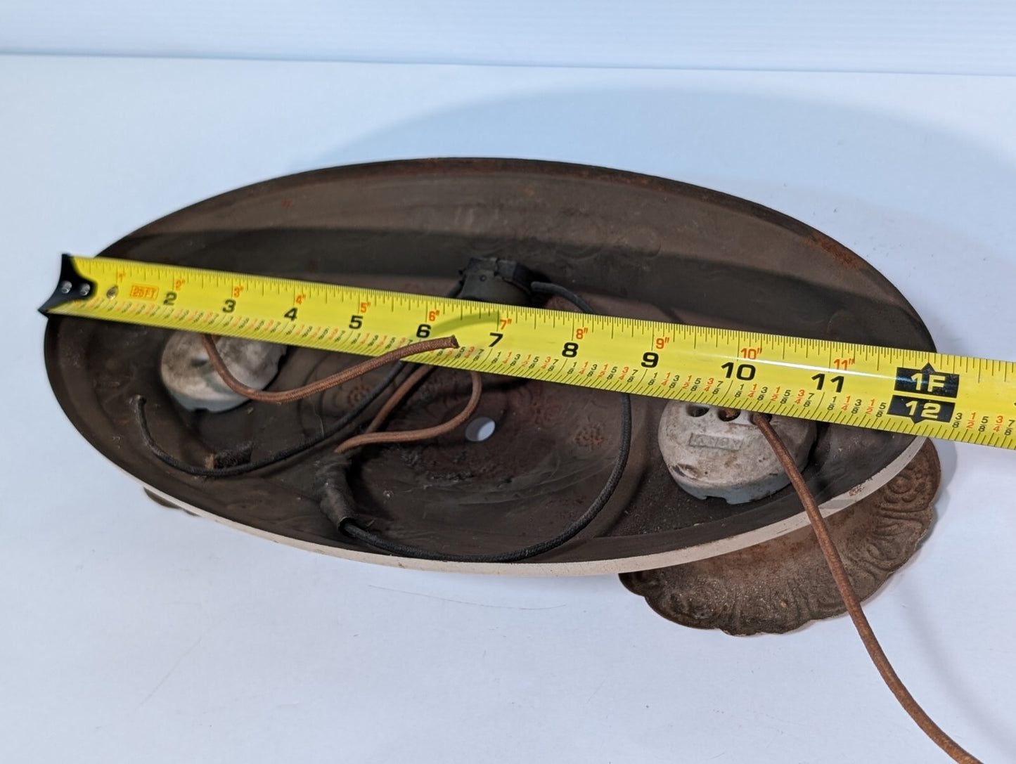Vintage Art Deco Flush Mount Ceiling Light Fixture, 2 Bulb with Pull Chain