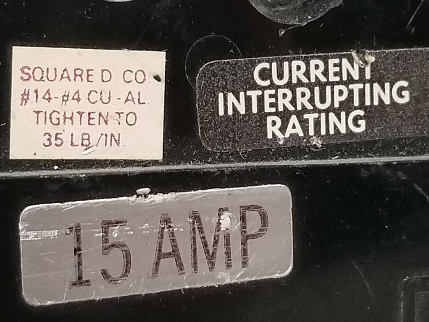 Square D FAL36015 circuit breaker, 15 amps, 3 poles, 600VAC, 125/250VDC