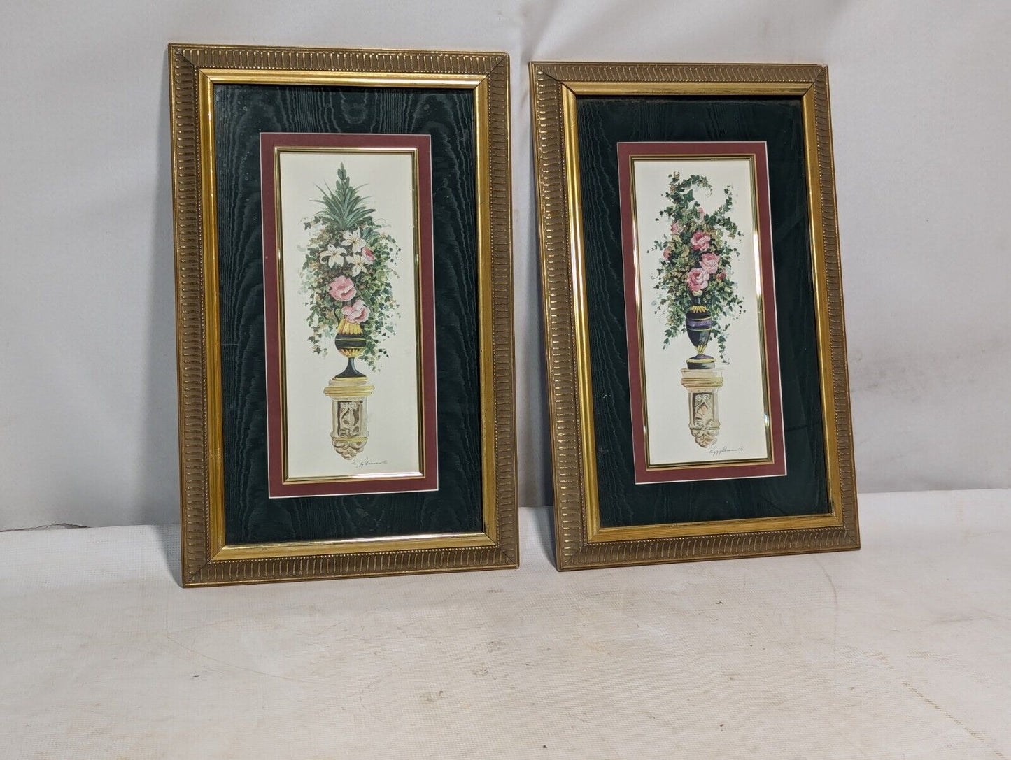 Two Original Watercolors (Flowers) Signed By Peggy Abrams, framed, 21 x 13.5 in
