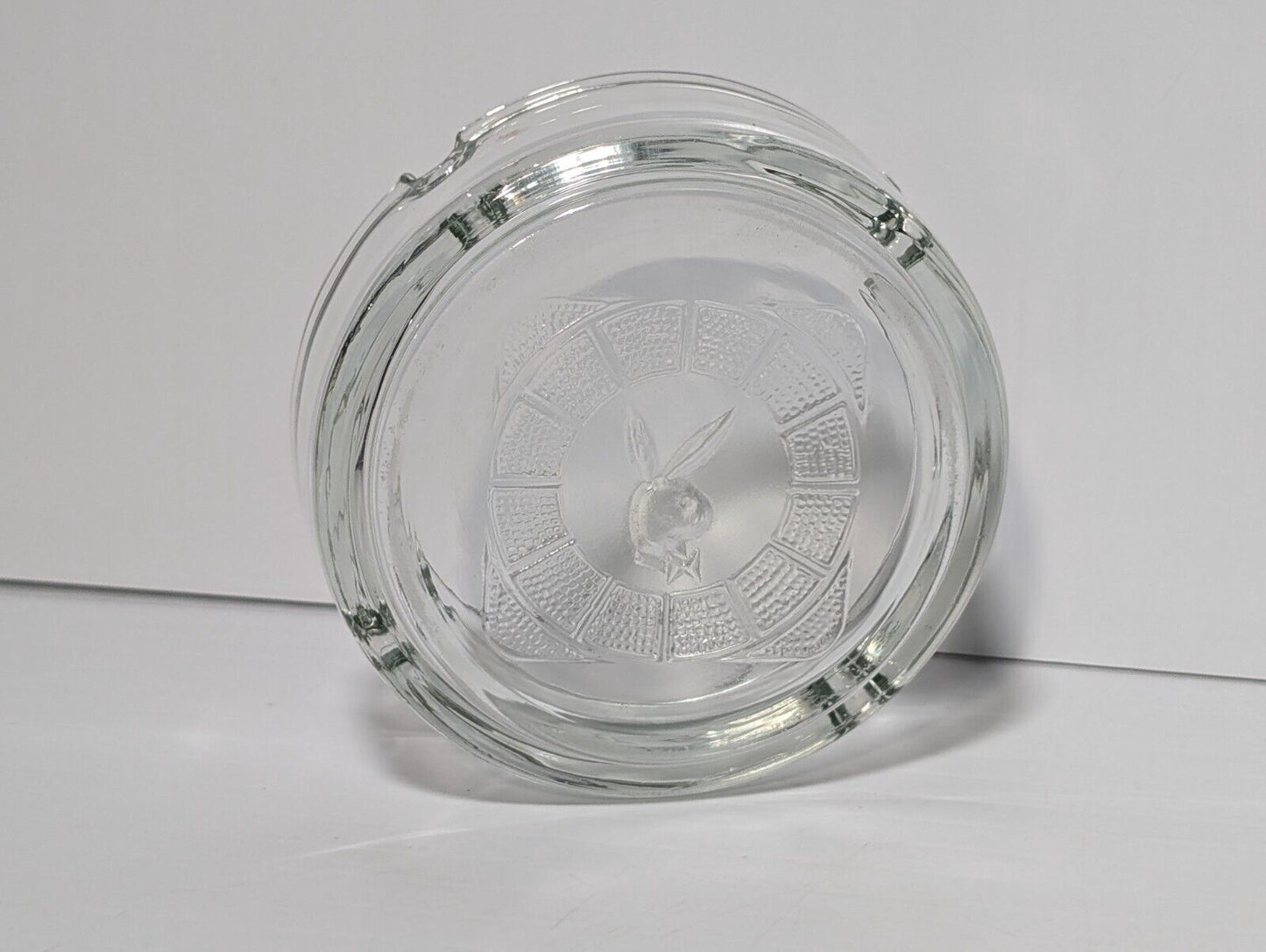 Vintage Playboy Club Clear Glass Bunny Logo Ashtray