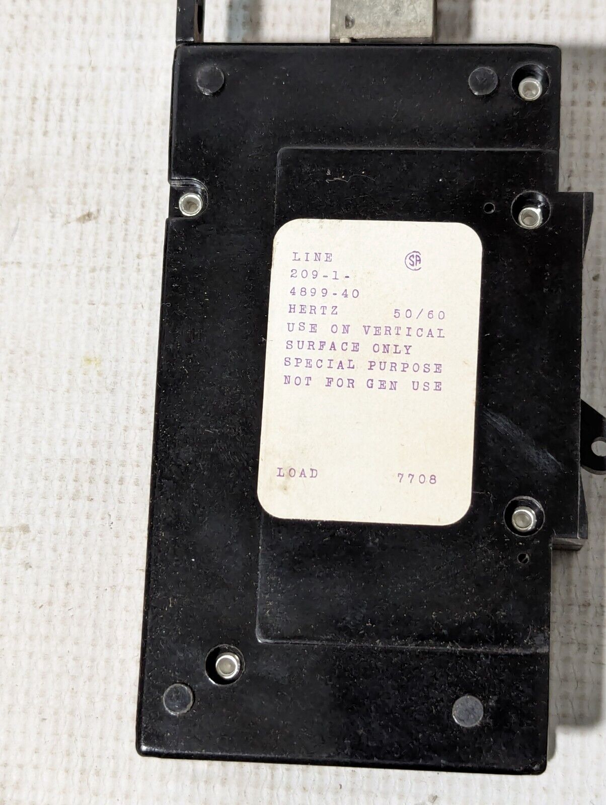Airpax 209-1-4899-40 Circuit Breaker, 40A, 120/240 VAC, 1 Pole