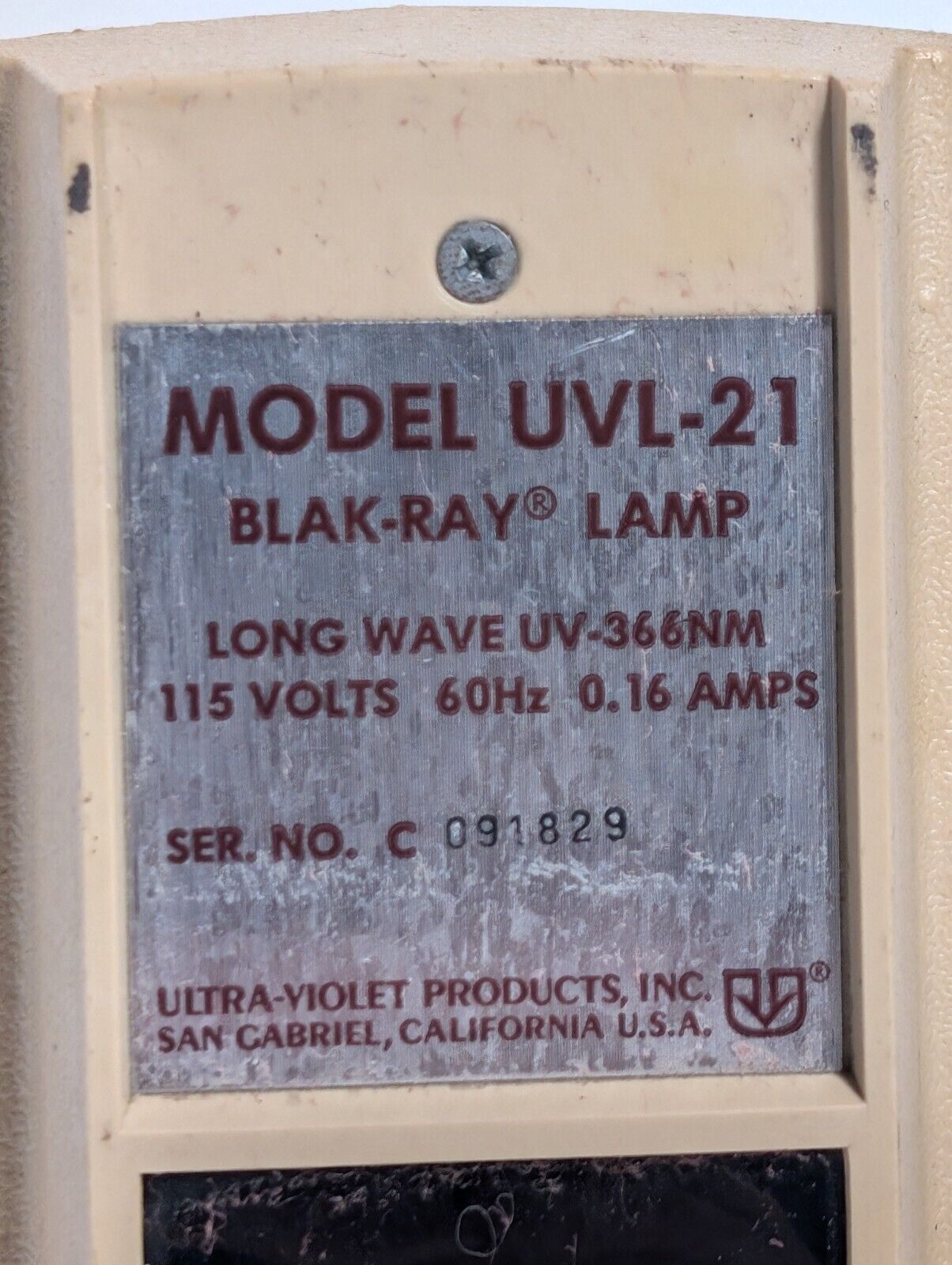 Ultra-Violet Products UVL-21 Blak-Ray Lamp, long wave UV-366nm, 115VAC, 60 Hz