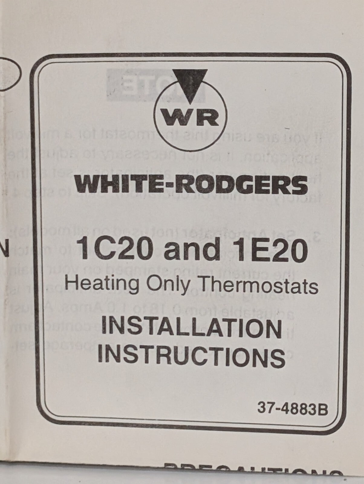 White Rodgers 1C20-1, Heating Thermostat, Low Voltage Snap Action, Model 7202