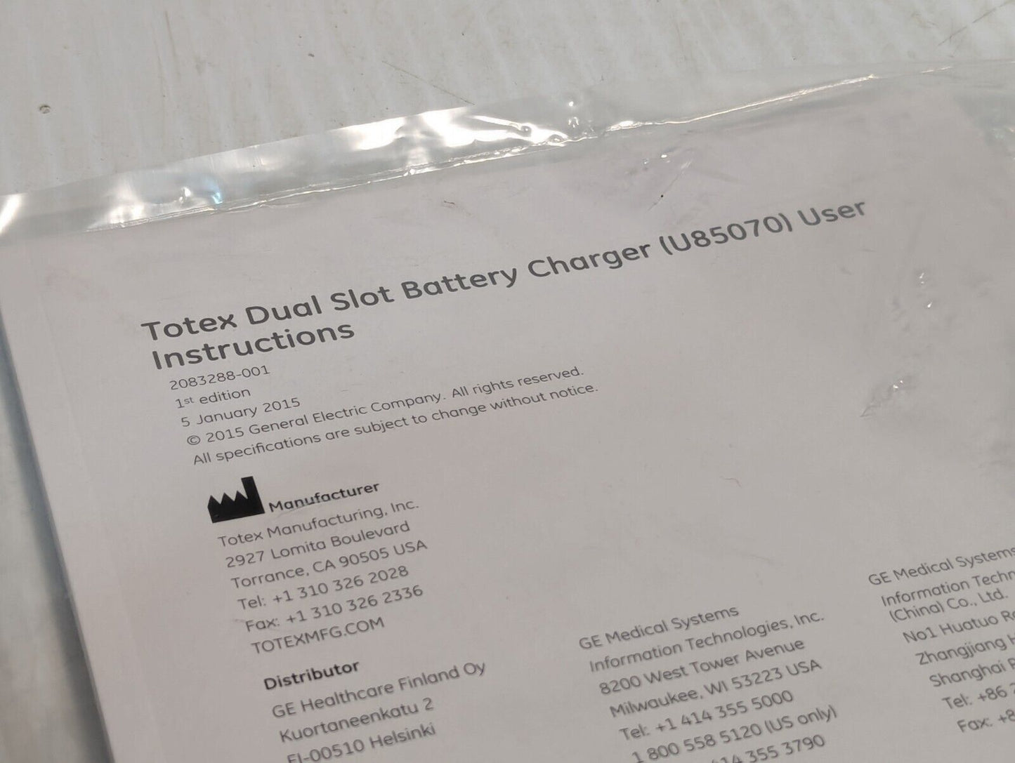 Totex U85070-1 Dual Slot Battery Charger, GE 2083292-001 - Free Shipping