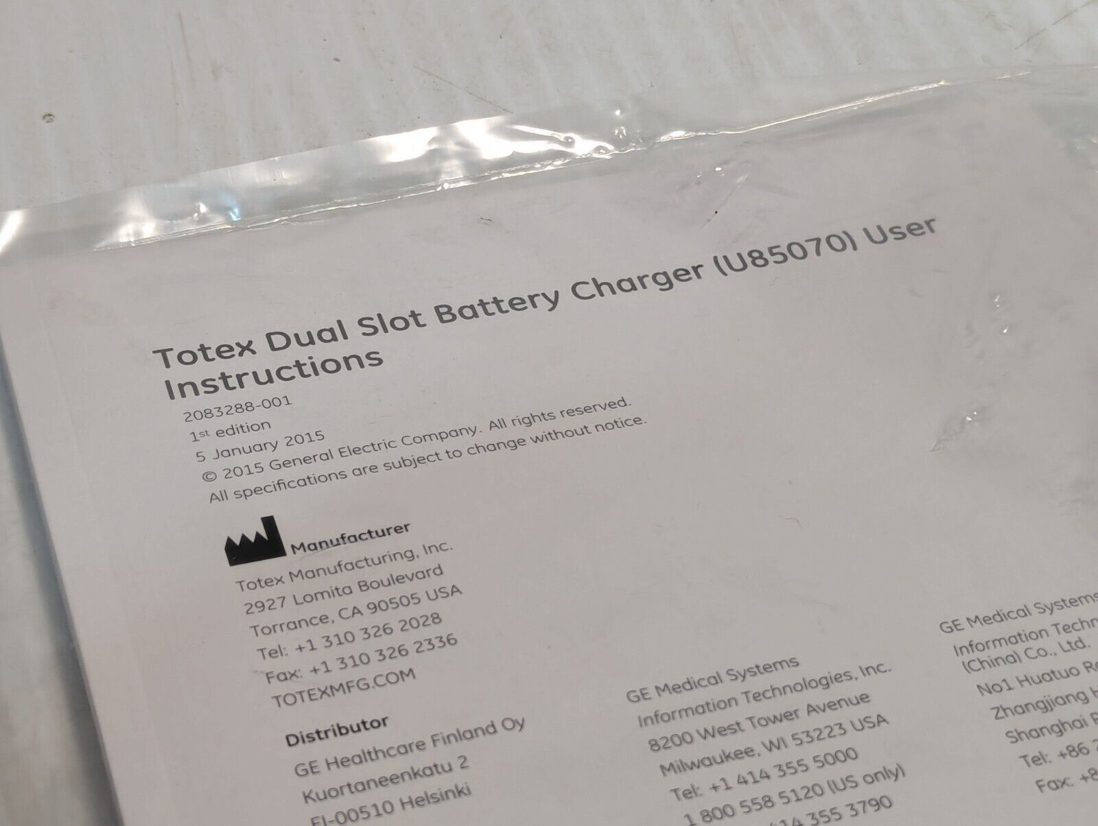 Totex U85070-1 Dual Slot Battery Charger, GE 2083292-001 - Free Shipping