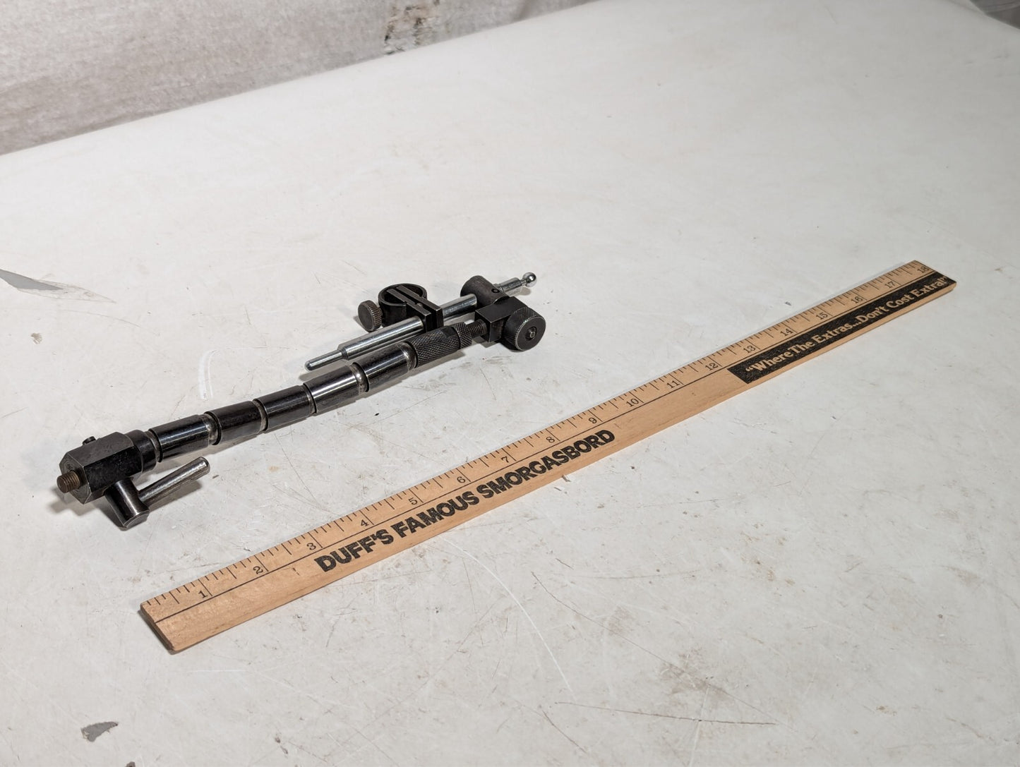 Vintage articulating arm, 6 joints, 5.5 inches long, with mounts as shown