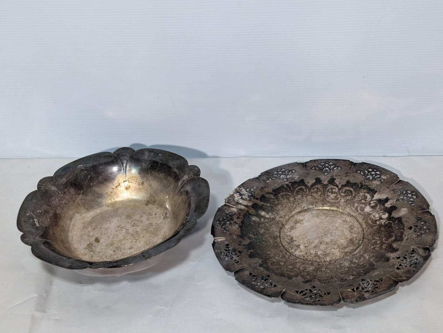 Vintage Wm A Rogers 8278 Engraved Silver Tray + 4471 Art Deco Silver Bowl