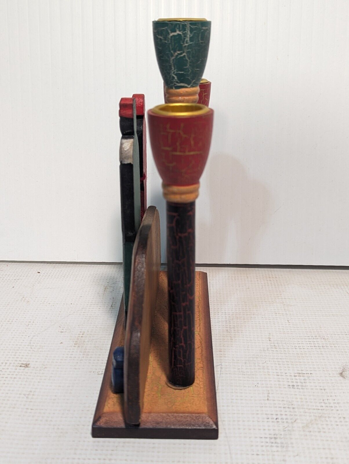 African Wooden Candle Holder Three Candle Sticks - Free Shipping