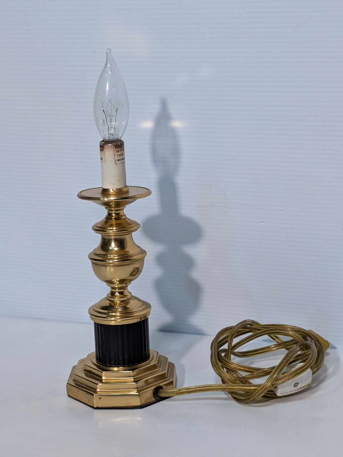 Vintage Brass Table Lamp, Mid Century Modern, No Lamp Shade 12" Tall, 3.75" Wide