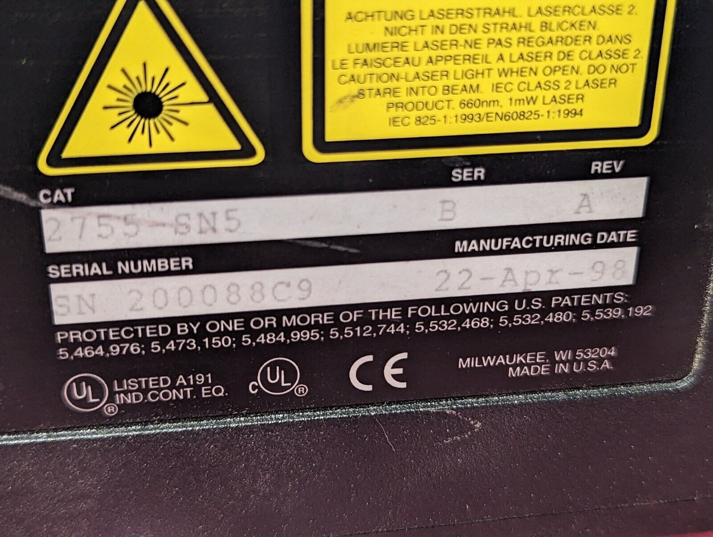 Accu-Sort 2755-SN5 Adaptascan bar code accessory, 500 scans/sec, factory repair