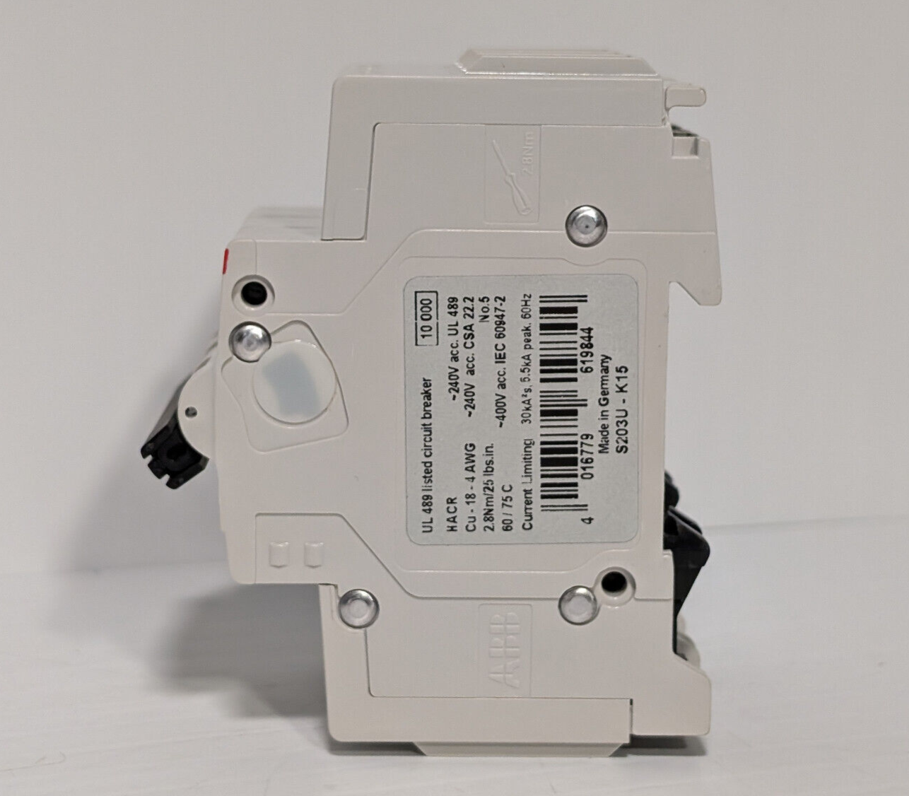 ABB S203U-K15 Circuit Breaker, 3-Pole, 15A, Made in Germany, E212323, 162K859H01