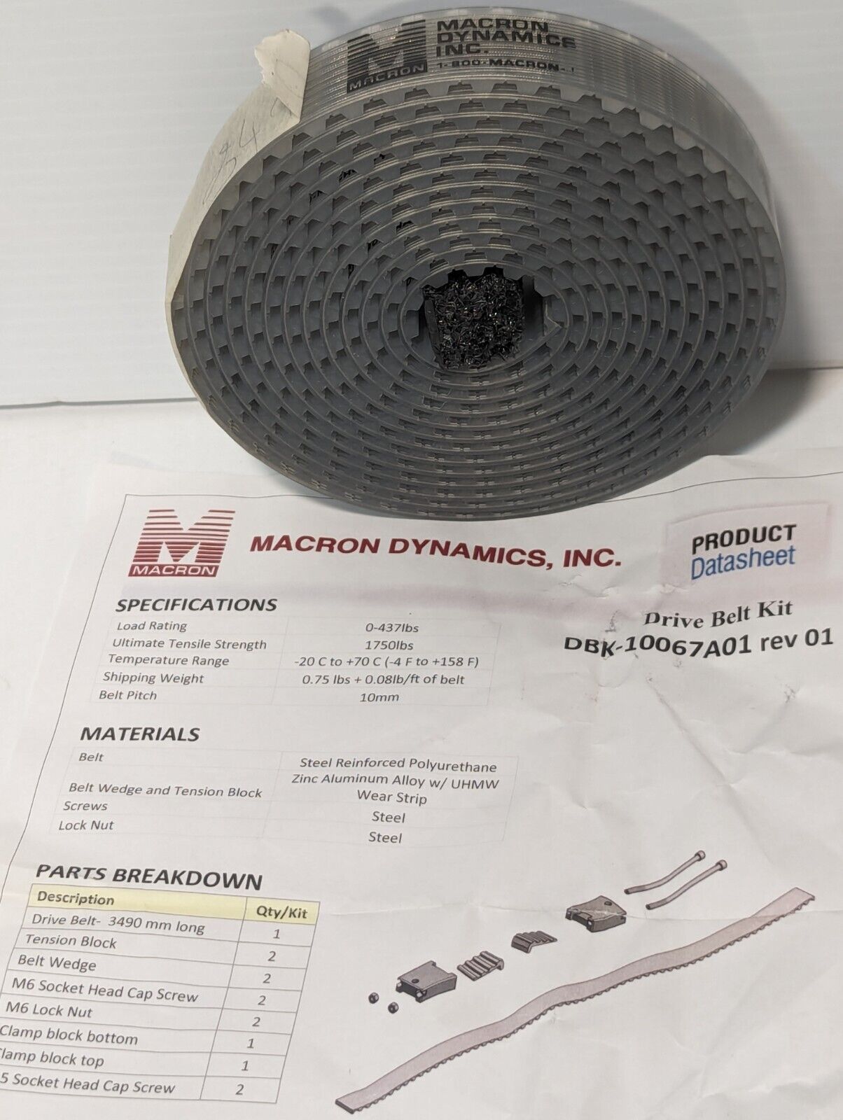 Macron Dynamics DBK-BEX-1215 Drive Belt Kit, 188K882H01, 3030-13-000-5355