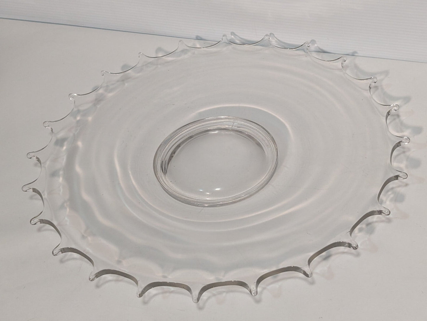 Vintage Glass Serving Platter \ Dish, 24 Point, 16.5" Wide, Clear