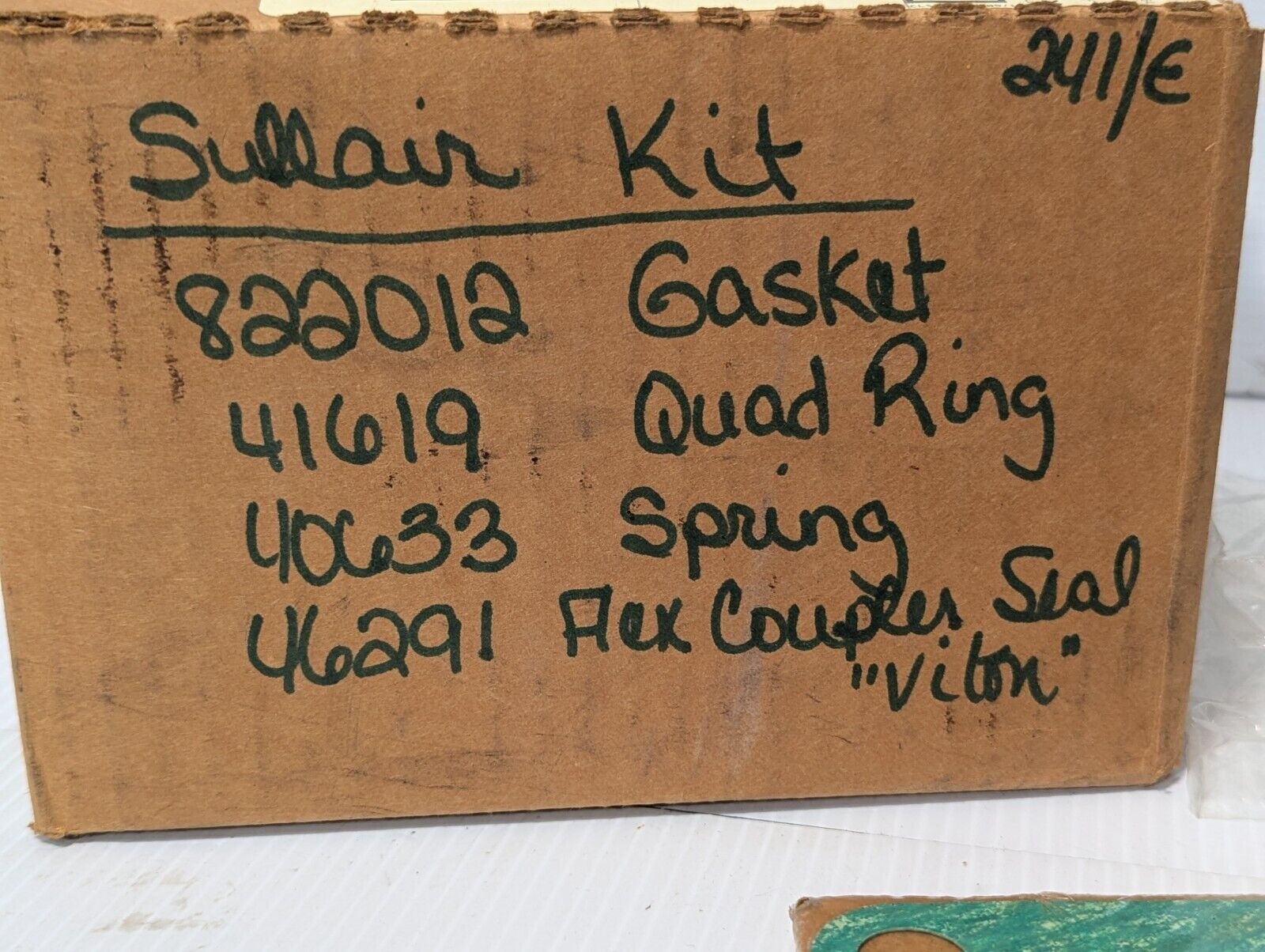 Sullair kit: 822012 gasket, 41619 quad ring, 40633 spring, 46291 flex coupler se