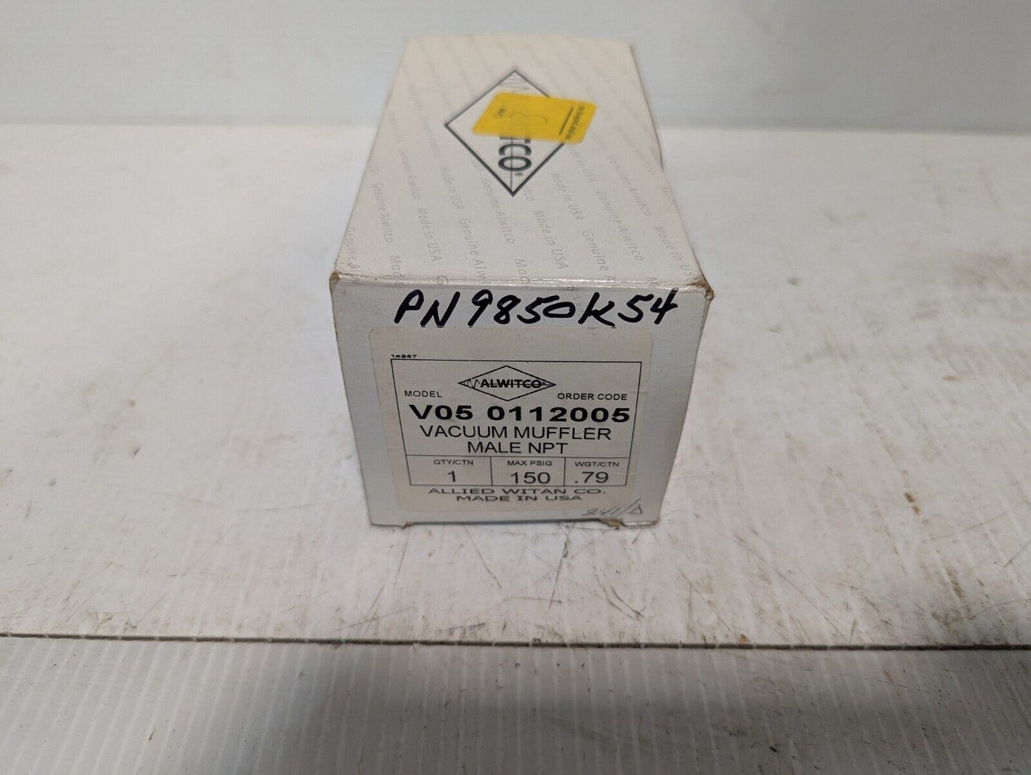 ALWITCO Vacuum Muffler Male NPT, PN 9850K54, V05 0112005 - Free Shipping