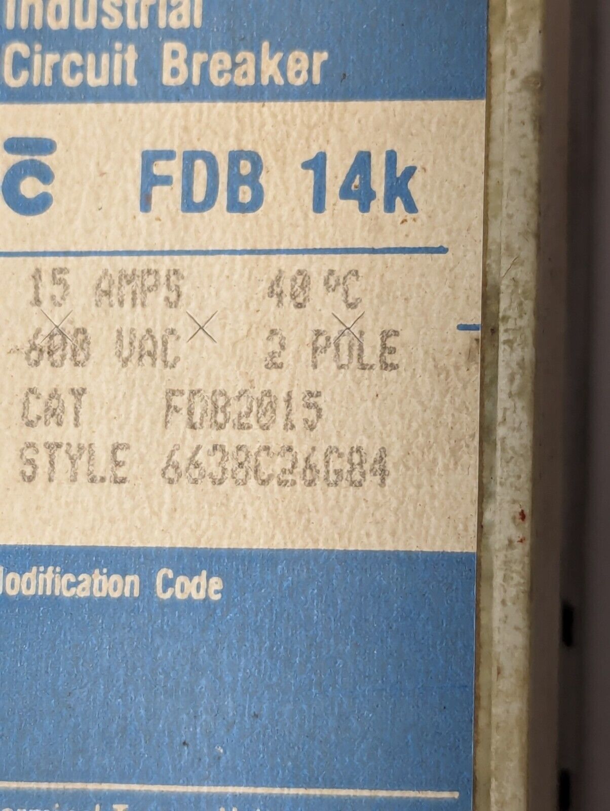 Westinghouse FDB2015 Circuit Breaker 15A, 600vac, 2-Pole - Free Shipping